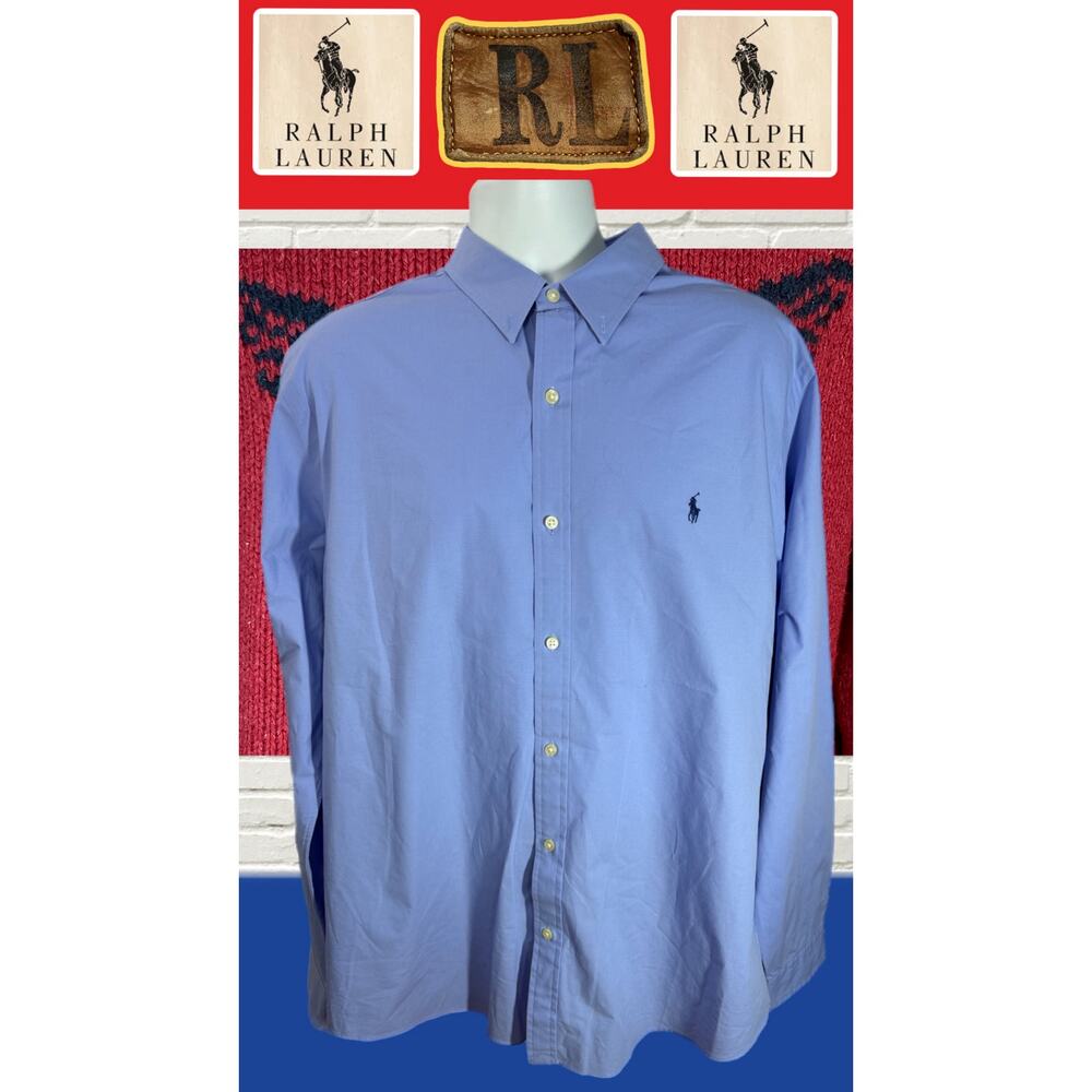 POLO RALPH LAUREN Blue Button-Up Shirt 2XL